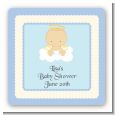 Angel in the Cloud Boy - Square Personalized Baby Shower Sticker Labels thumbnail