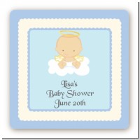 Angel in the Cloud Boy - Square Personalized Baby Shower Sticker Labels