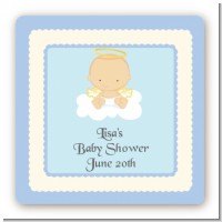 Angel in the Cloud Boy - Square Personalized Baby Shower Sticker Labels