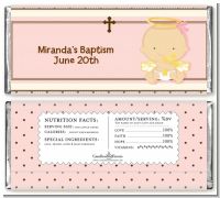 Angel Baby Girl Caucasian - Personalized Baptism / Christening Candy Bar Wrappers