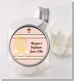 Angel Baby Girl Caucasian - Personalized Baptism / Christening Candy Jar