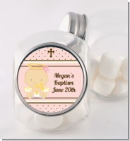 Angel Baby Girl Caucasian - Personalized Baptism / Christening Candy Jar