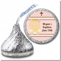 Angel Baby Girl Caucasian - Hershey Kiss Baptism / Christening Sticker Labels