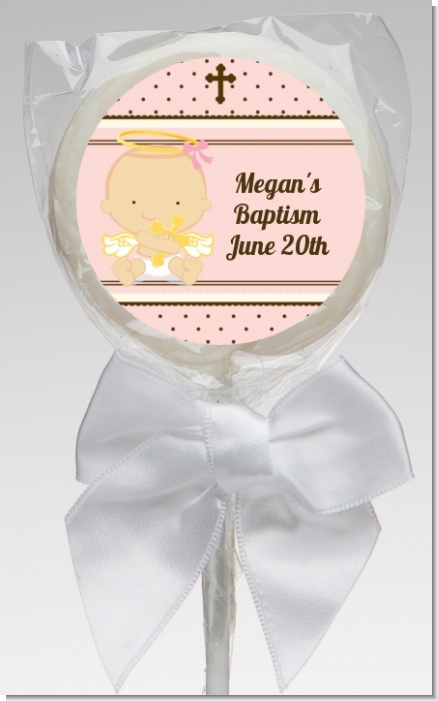 Angel Baby Girl Caucasian - Personalized Baptism / Christening Lollipop Favors