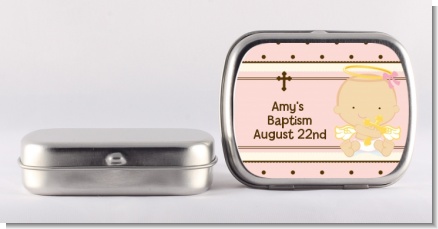 Angel Baby Girl Caucasian - Personalized Baptism / Christening Mint Tins
