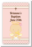 Angel Baby Girl Caucasian - Custom Large Rectangle Baptism / Christening Sticker/Labels