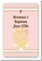 Angel Baby Girl Caucasian - Custom Large Rectangle Baptism / Christening Sticker/Labels