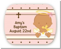 Angel Baby Girl Hispanic - Personalized Baptism / Christening Rounded Corner Stickers