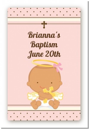 Angel Baby Girl Hispanic - Custom Large Rectangle Baptism / Christening Sticker/Labels