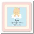 Angel in the Cloud Girl - Square Personalized Baby Shower Sticker Labels thumbnail