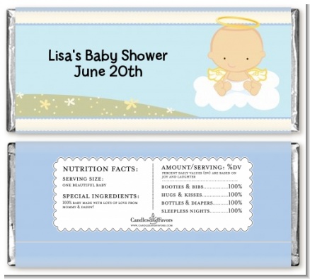 Angel in the Cloud Boy - Personalized Baby Shower Candy Bar Wrappers