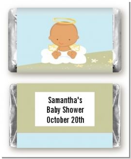 Angel in the Cloud Boy Hispanic - Personalized Baby Shower Mini Candy Bar Wrappers