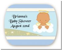 Angel in the Cloud Boy Hispanic - Personalized Baby Shower Rounded Corner Stickers