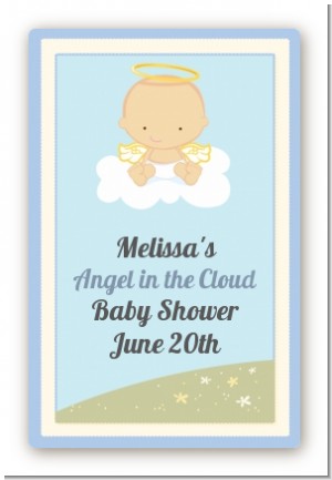 Angel in the Cloud Boy - Custom Large Rectangle Baby Shower Sticker/Labels