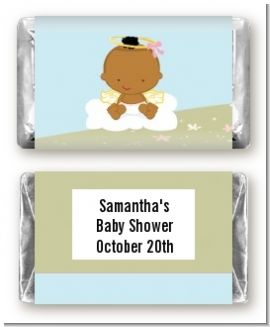 Angel in the Cloud Girl African American - Personalized Baby Shower Mini Candy Bar Wrappers