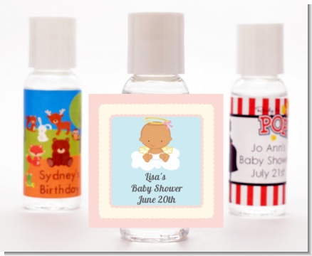 Angel in the Cloud Girl Hispanic - Personalized Baby Shower Hand Sanitizers Favors