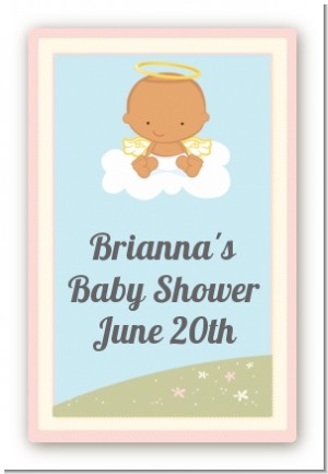Angel in the Cloud Girl Hispanic - Custom Large Rectangle Baby Shower Sticker/Labels