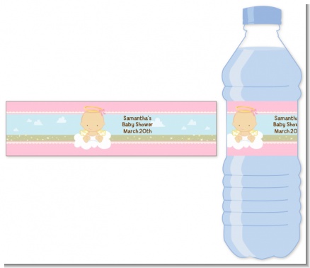 Angel in the Cloud Girl - Personalized Baby Shower Water Bottle Labels