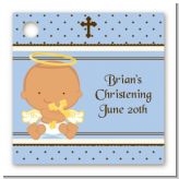 Angel Baby Boy Hispanic - Personalized Baptism / Christening Card Stock Favor Tags