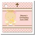 Angel Baby Girl Caucasian - Personalized Baptism / Christening Card Stock Favor Tags thumbnail