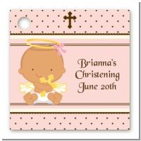 Angel Baby Girl Hispanic - Personalized Baptism / Christening Card Stock Favor Tags