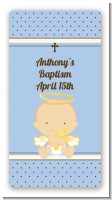 Angel Baby Boy Caucasian - Custom Rectangle Baptism / Christening Sticker/Labels