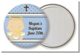 Angel Baby Boy Caucasian - Personalized Baptism / Christening Pocket Mirror Favors