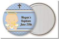 Angel Baby Boy Caucasian - Personalized Baptism / Christening Pocket Mirror Favors