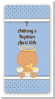 Angel Baby Boy Hispanic - Custom Rectangle Baptism / Christening Sticker/Labels
