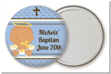Angel Baby Boy Hispanic - Personalized Baptism / Christening Pocket Mirror Favors