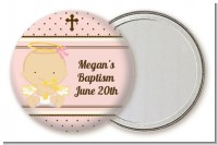 Angel Baby Girl Caucasian - Personalized Baptism / Christening Pocket Mirror Favors