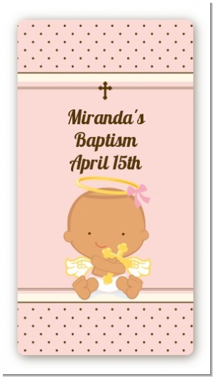 Angel Baby Girl Hispanic - Custom Rectangle Baptism / Christening Sticker/Labels