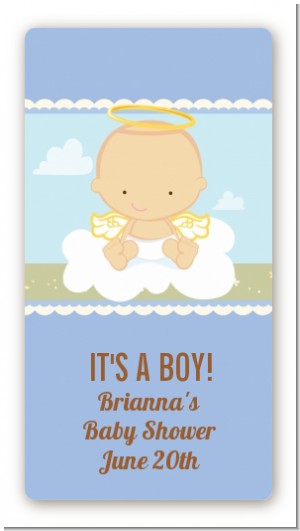 Angel in the Cloud Boy - Custom Rectangle Baby Shower Sticker/Labels