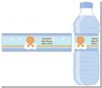 Angel in the Cloud Boy Hispanic - Personalized Baby Shower Water Bottle Labels