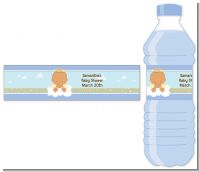 Angel in the Cloud Boy Hispanic - Personalized Baby Shower Water Bottle Labels