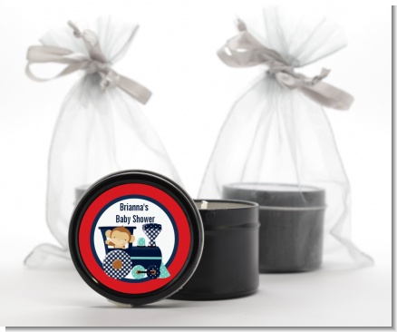 Animal Train - Baby Shower Black Candle Tin Favors