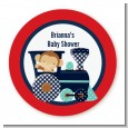 Animal Train - Round Personalized Baby Shower Sticker Labels thumbnail