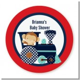 Animal Train - Round Personalized Baby Shower Sticker Labels