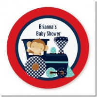 Animal Train - Round Personalized Baby Shower Sticker Labels