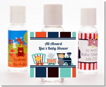 Animal Train - Personalized Baby Shower Hand Sanitizers Favors