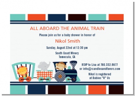 Animal Train - Baby Shower Petite Invitations