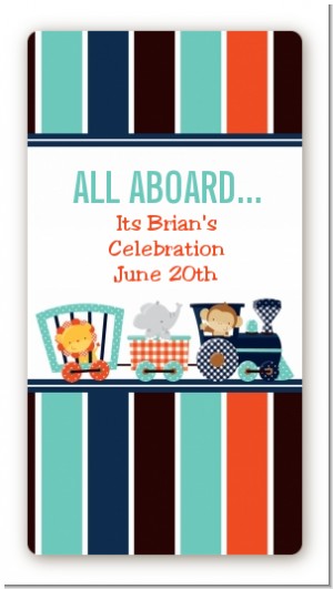 Animal Train - Custom Rectangle Baby Shower Sticker/Labels