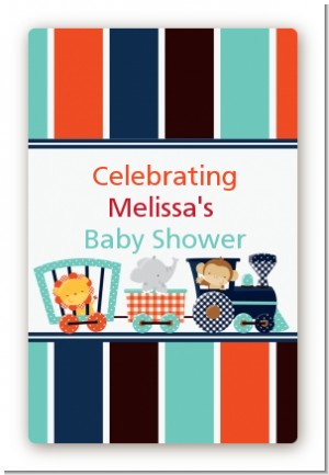 Animal Train - Custom Large Rectangle Baby Shower Sticker/Labels