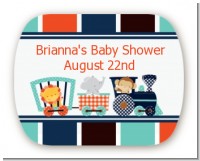 Animal Train - Personalized Baby Shower Rounded Corner Stickers