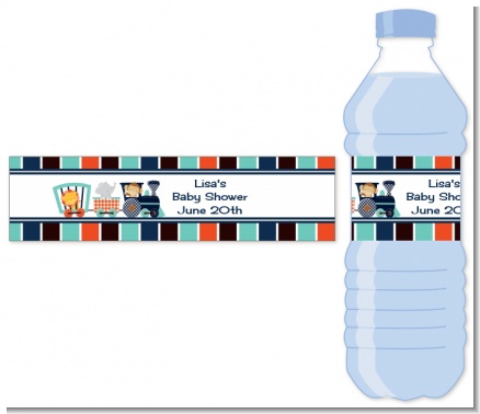 Animal Train - Personalized Baby Shower Water Bottle Labels