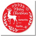 Festive Antlers - Round Personalized Christmas Sticker Labels thumbnail
