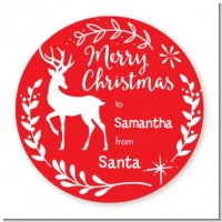 Festive Antlers - Round Personalized Christmas Sticker Labels