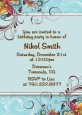 Aqua & Brown Floral - Birthday Party Invitations thumbnail