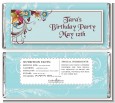 Aqua & Brown Floral - Personalized Birthday Party Candy Bar Wrappers thumbnail