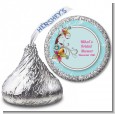 Aqua & Brown Floral - Hershey Kiss Birthday Party Sticker Labels thumbnail